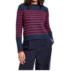 LA LIGNE X TARGET Women's Medium Sweater Blue Red Stripe Cashmere Blend Mock
